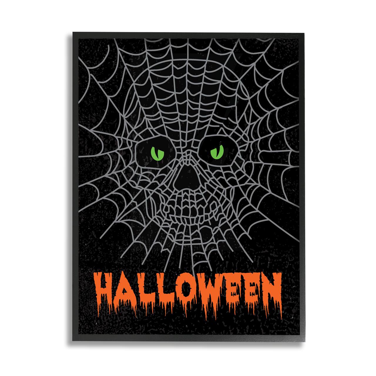 Stupell Industries Spooky Halloween Spider Web Skull Framed Giclée Wall Art